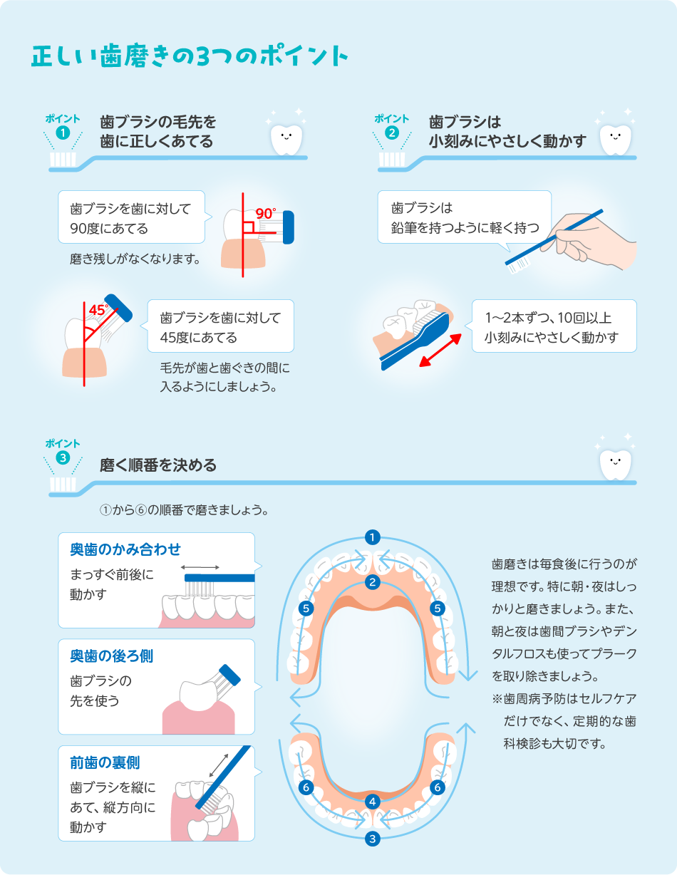 正しい歯磨きの3つのポイント