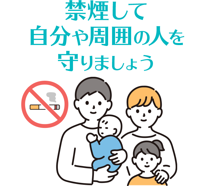 禁煙して自分や周囲の人を守りましょう