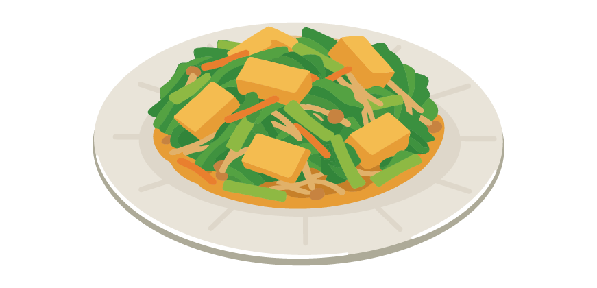 厚揚げと小松菜のめんつゆ炒め