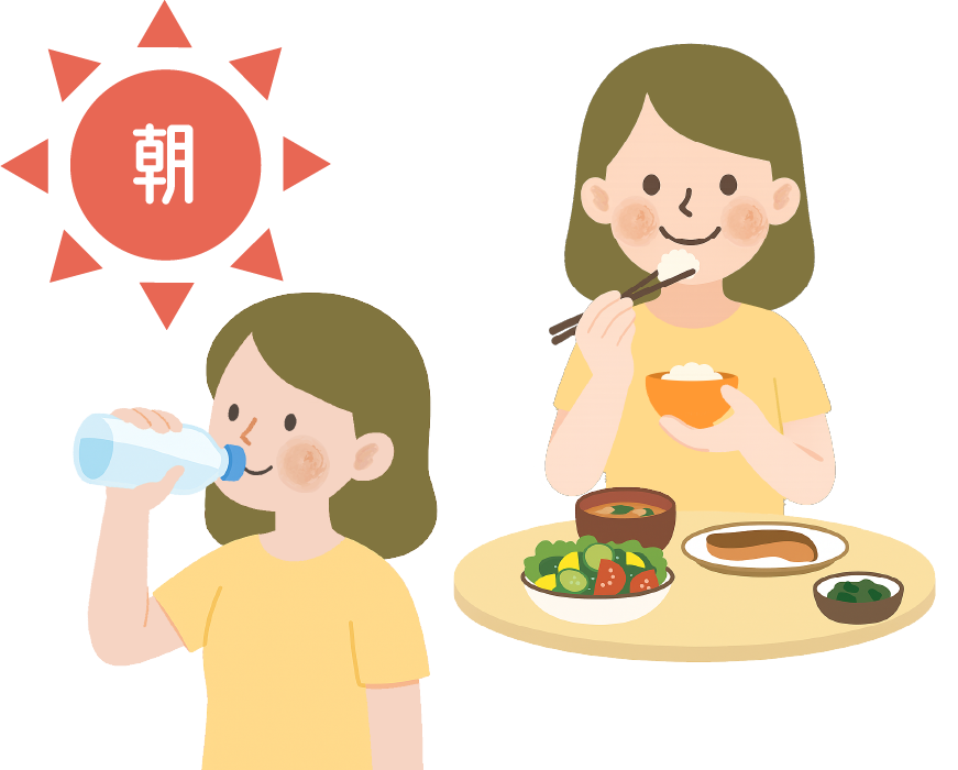 朝の熱中症予防イラスト