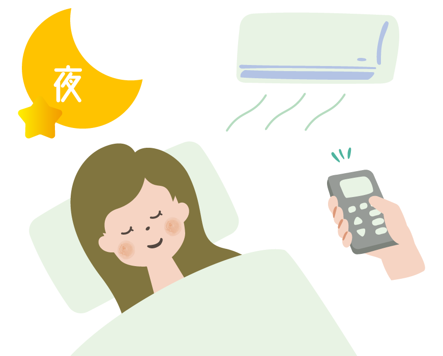 夜の熱中症予防イラスト